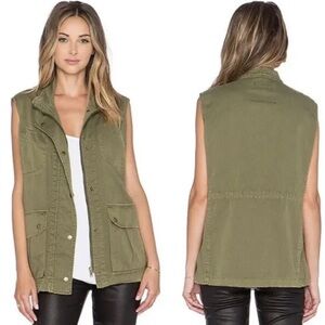 CURRENT ELLIOT Womens Size 1 The Leisure Zip Vest Gilet Military Green Utility